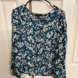 Banana Republic Floral Women's Blouse - Teal and White